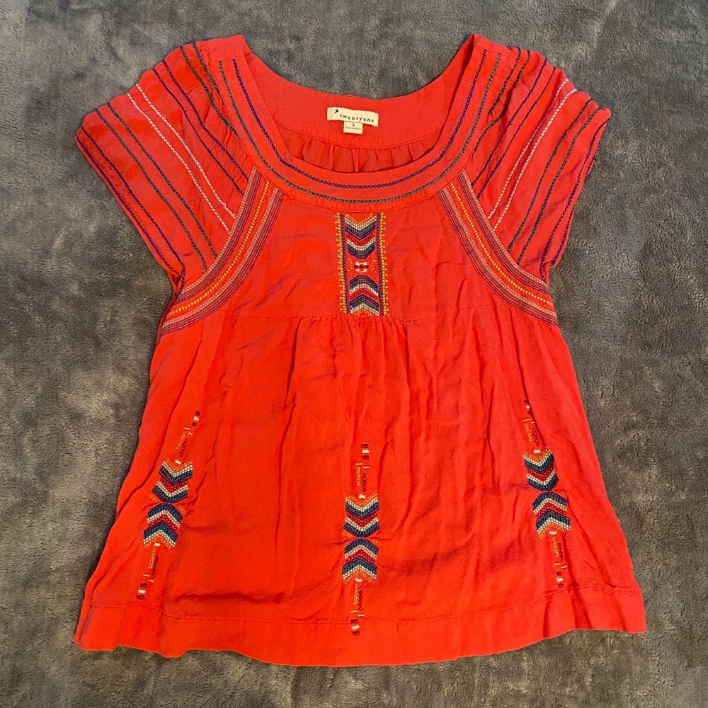 Twentyone Embroidered Pink Blouse